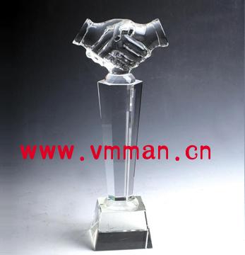 供應西安V盟客禮品水晶獎杯獎牌定做