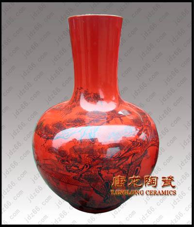 供應(yīng)企業(yè)年終禮品中國紅瓷瓶工藝品