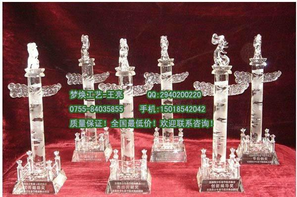 湛江水晶中華柱制作廠家湛江水晶華表 中華柱擺件定做公司
