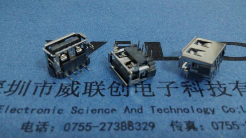 供應AF90度短體10.0USB兩腳插件DIP+6.8H 有卷邊 翻