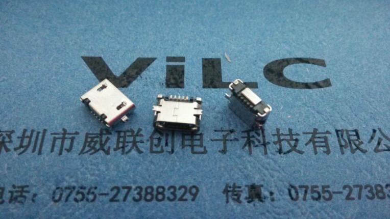 MICRO 5P  B型 SMT母座 带焊脚无卷边平口直边图片