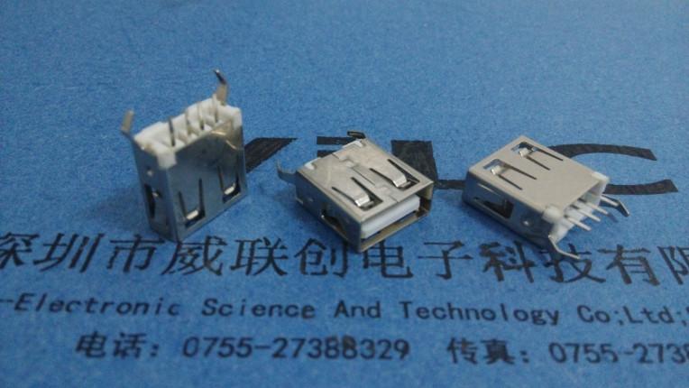 供應A母180度沉板USB針貼片SMT 固定腳插板+銅殼/鐵殼 RO