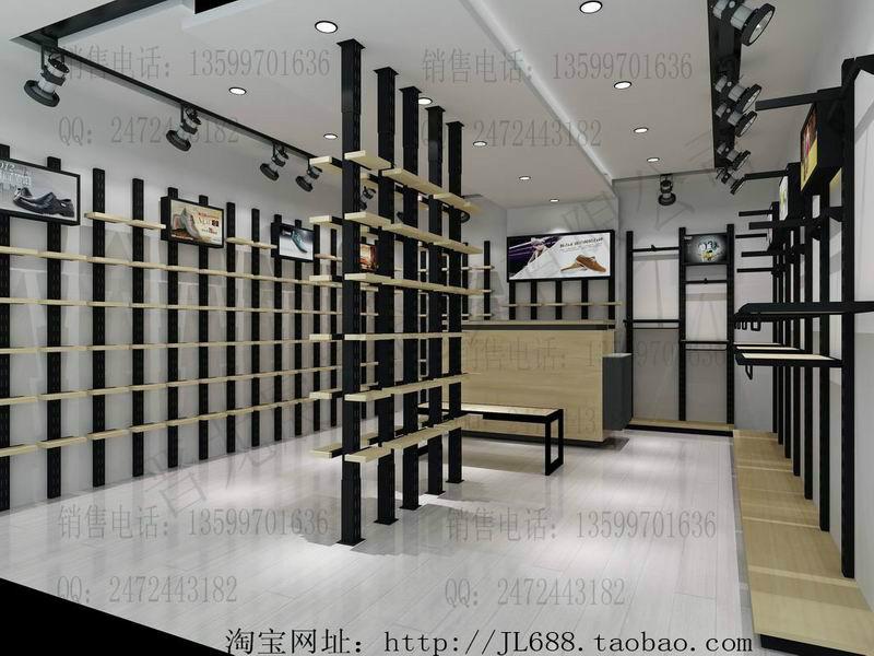 新穎金屬烤漆立柱靠墻可上下活動式戶外休閑專賣店鞋子陳列架定制