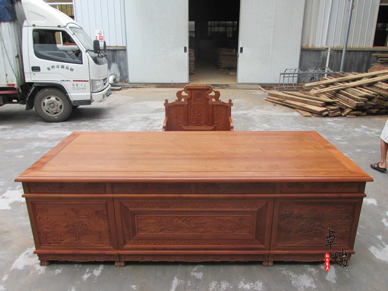 豪華緬甸花梨木大班臺圖片