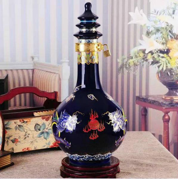 供應(yīng)10斤裝陶瓷酒瓶 寶塔雙龍酒瓶