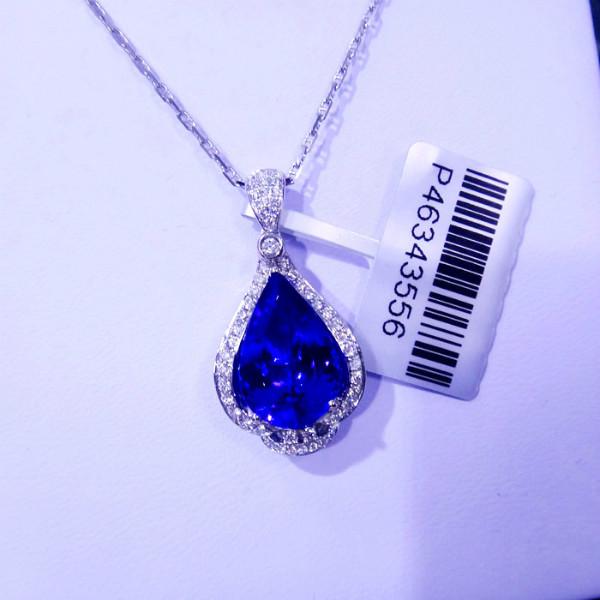 水滴形坦桑石鉆石吊墜豪華坦桑吊墜圖片