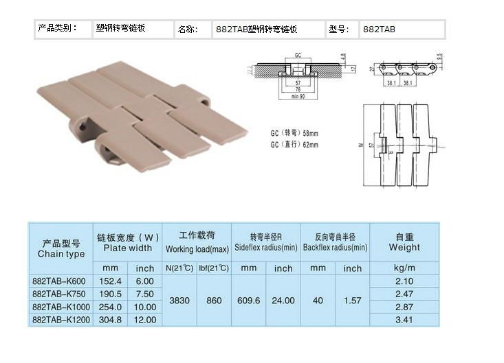 转弯输送塑料链板图片