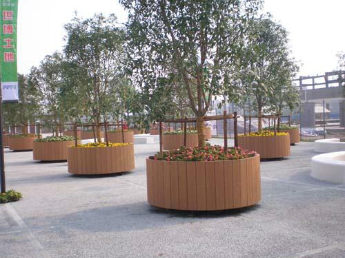 張家口戶外公園椅，木塑園林椅，景觀花箱樹池，木屋涼亭