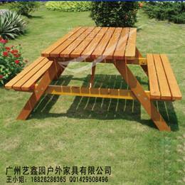 供應(yīng)戶外實(shí)木連體桌椅，帶傘戶外休閑桌椅，鋼木休閑桌椅，防腐木戶外椅傘