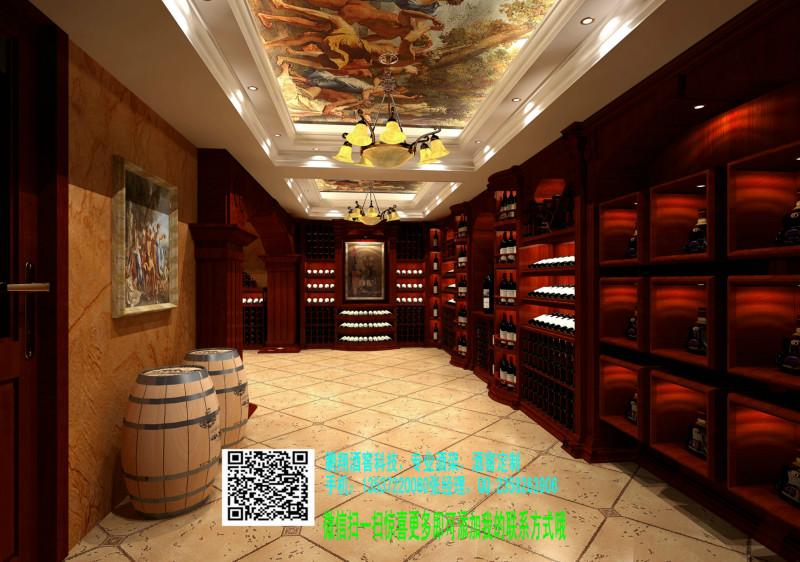 供應整體酒窖工程設計實木酒架效果圖