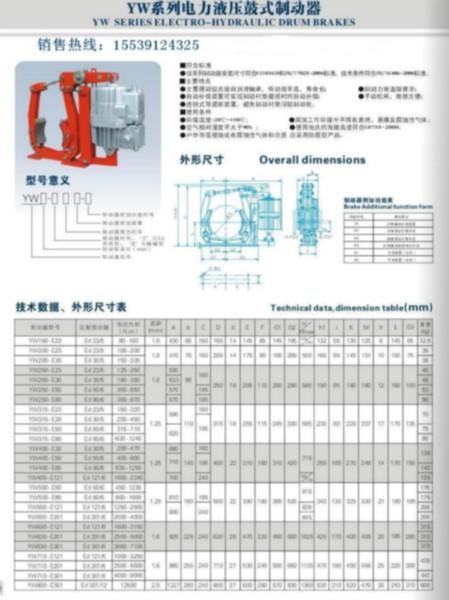 供應(yīng)港口起重機制動器液壓制動器YW-160/23焦作液壓制動器廠