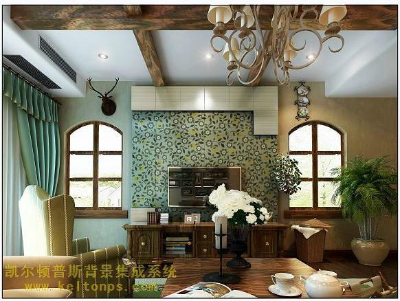 凱爾頓普斯電視背景墻燦爛時光圖片