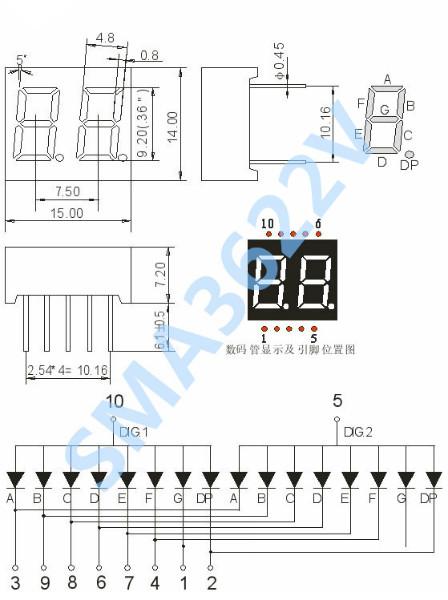 0.36英寸二位LED数码管图片/0.36英寸二位LED数码管样板图 (3)