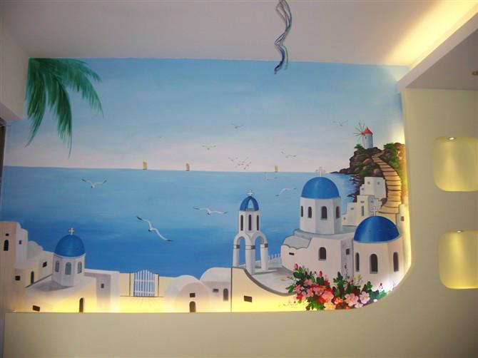 供應(yīng)深圳鹽田背景墻彩繪,手繪電視背景墻圖片